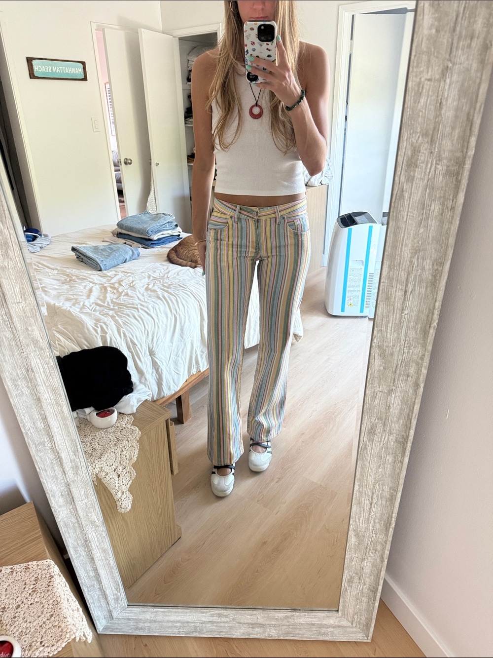 Zara Multicolor Striped Wide-Leg Jeans